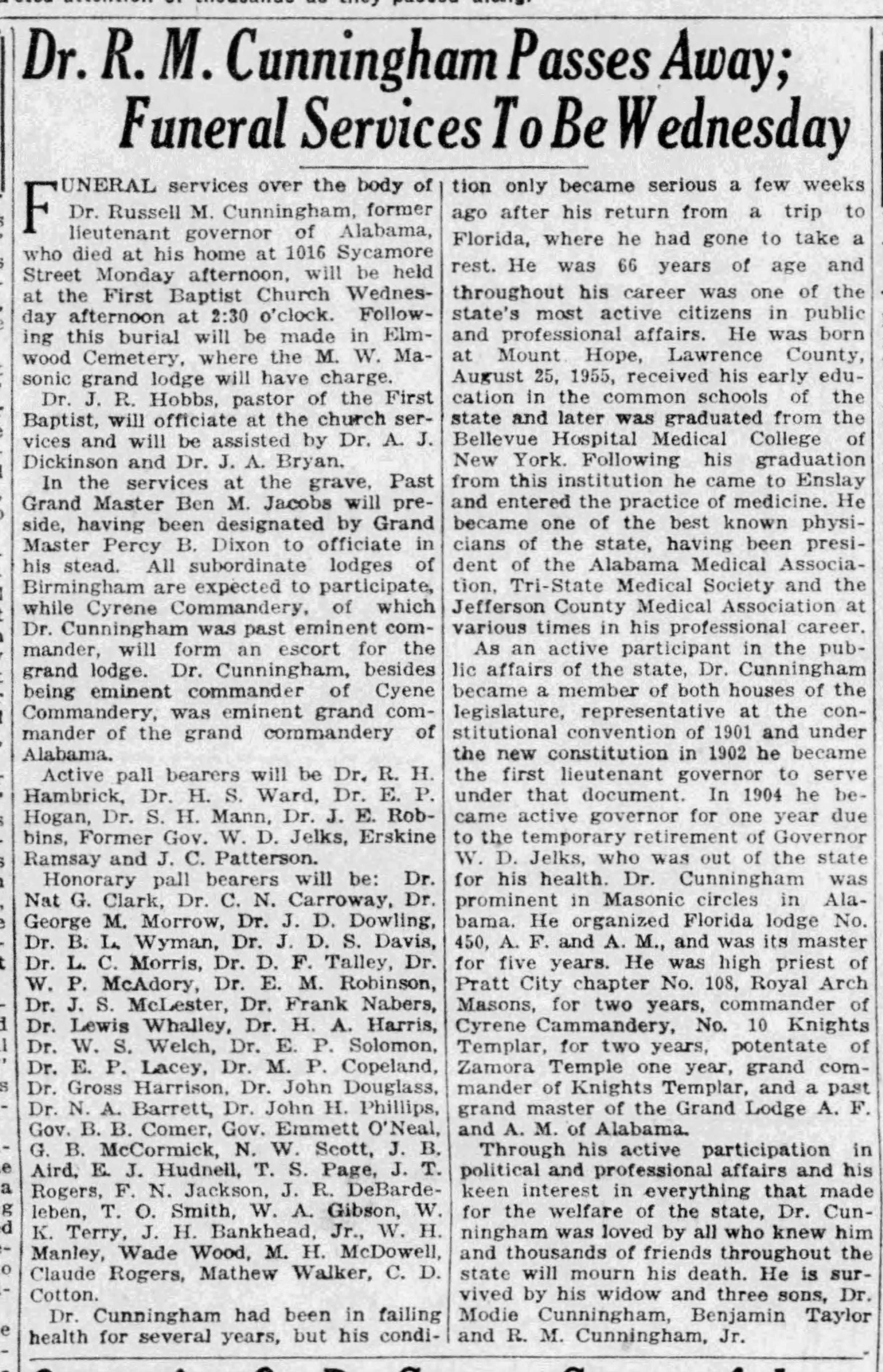 R.M. Cunningham obituary